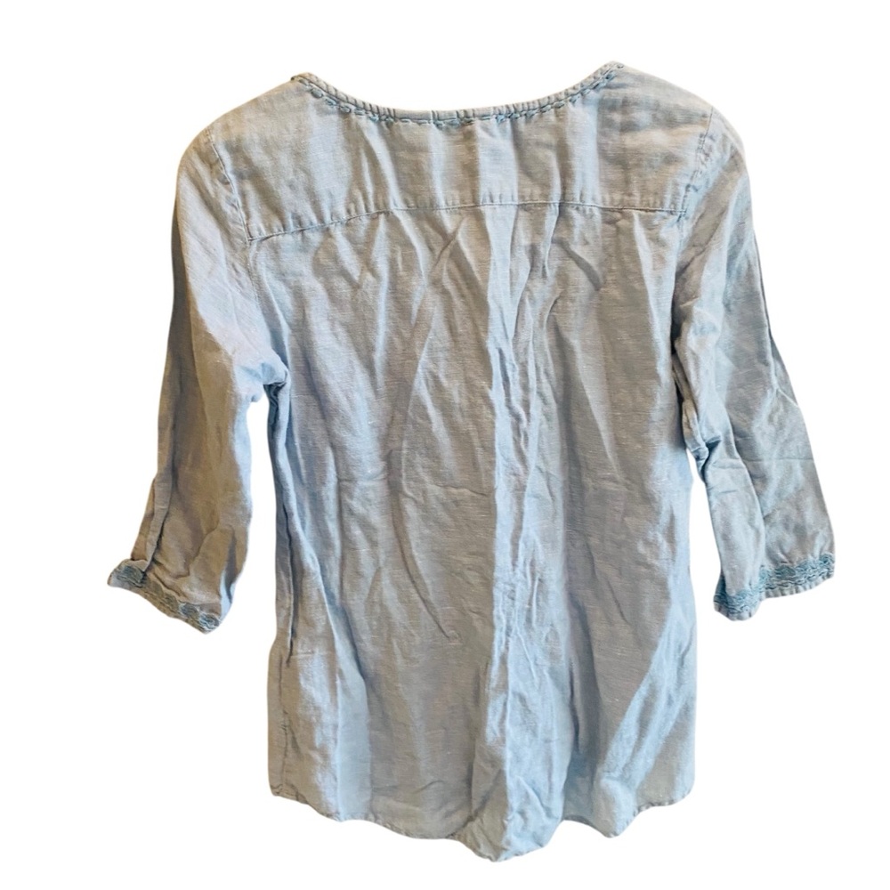 EDDIE BAUER Chambray 3/4 Length Sleeve Bohemian Top - Picture 2 of 6